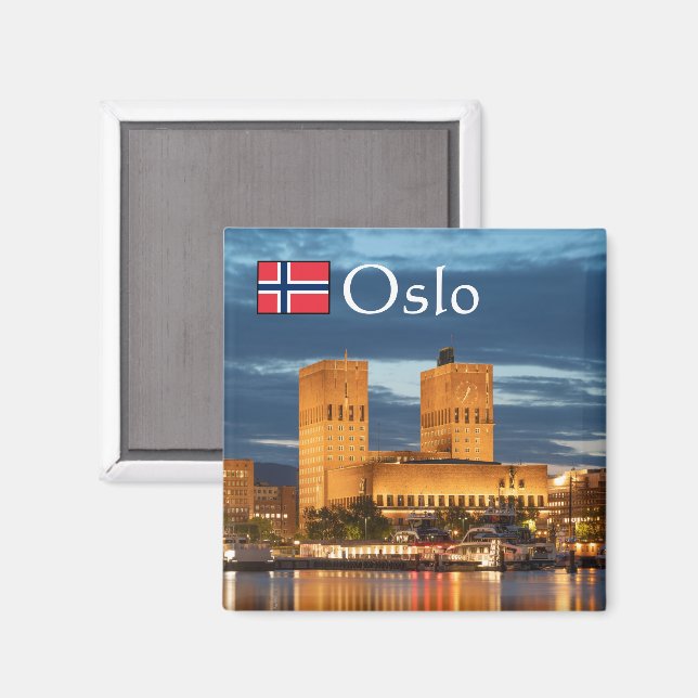 Oslo Norge Souvenir Magnet (Front/Back)