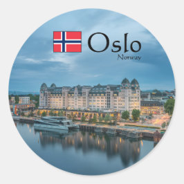 Oslo Norge Souvenir Runt Klistermärke