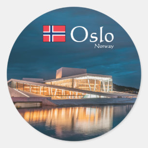 Oslo Norge Souvenir Runt Klistermärke