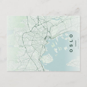 Oslo Norge Stadskarta Minimalistisk Design Vykort