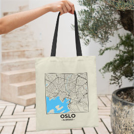 Oslo, Norge, Stadskarta Totebag Tygkasse