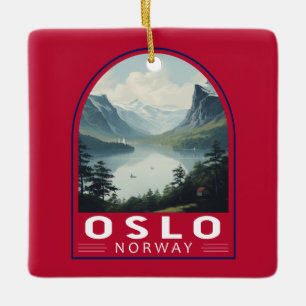 Oslo Norge Travel Art Vintage Julgransprydnad Keramik