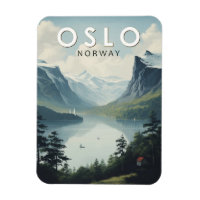 Oslo Norge Travel Art Vintage