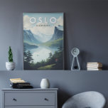 Oslo Norge Travel Art Vintage Poster<br><div class="desc">Färgdesign för Oslo-reflektor. Oslo,  huvudstad i Norge,  sitter vid land södra kusten vid Oslofjordens överhuvud.</div>