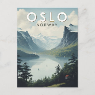 Oslo Norge Travel Art Vintage Vykort