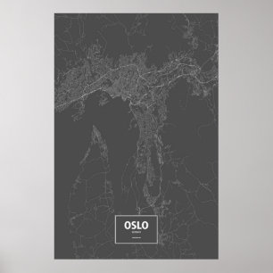 Oslo norge (vit på svart) poster
