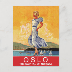 Oslo, Norges huvudstad, vintage resor Vykort