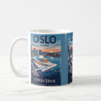 Oslo operahus Norge Vintage Resemålning Affisch Kaffemugg