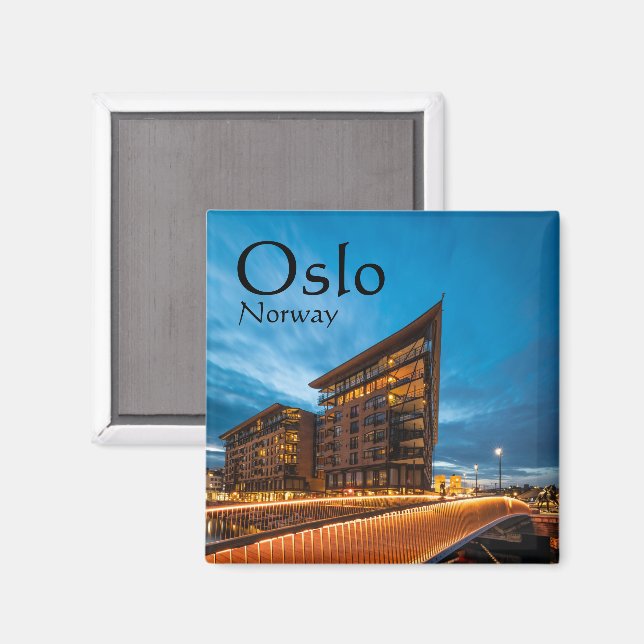 Oslo på natten, Norge Magnet (Front/Back)