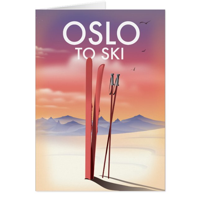 Oslo Till Skidåkning Hälsningskort (Framsidan)