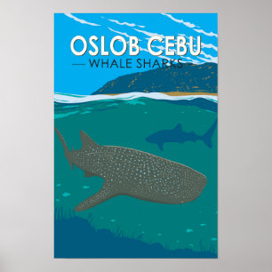 Oslob Cebu Filippinerna Valhaj Travel Vintage Poster