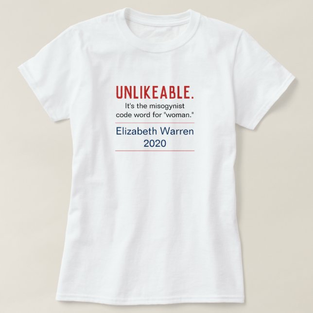 Osmaklig kvinna pro-Elizabeth Warren front T Shirt (Design framsida)