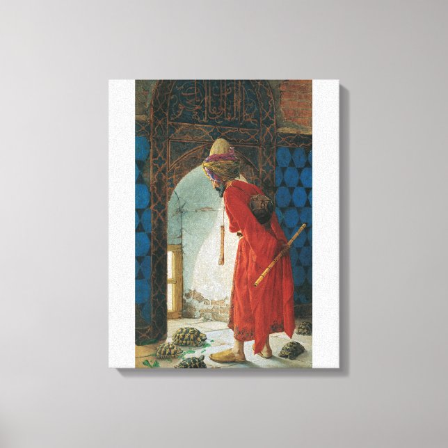 Osman Hamdi Bey, Tortoise Trainer Canvastryck (Framsida)