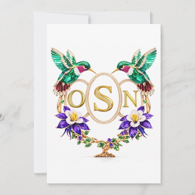 OSN Hummingbird Wedding Any Letters Custom CO Inbjudningar (Framsida)