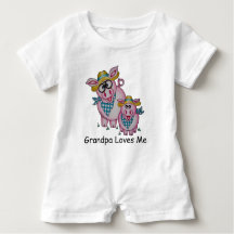 OSo Cute "Grandpa Kärlek Me" Piggy Baby Romper