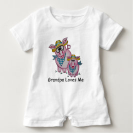 OSo Cute "Grandpa Kärlek Me" Piggy Baby Romper Tee