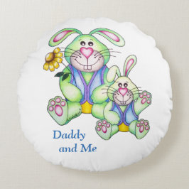 OSo Cute "Pappa and Me" Bunny Round Pillow Rund Kudde