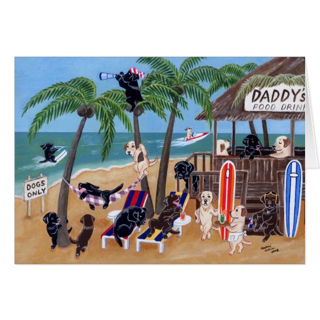 Ösommarsemester Labradors Hälsningskort (Framsidan Horizontal)