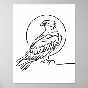 Osprey Bird of Be Line Art Poster Irish Wildlife