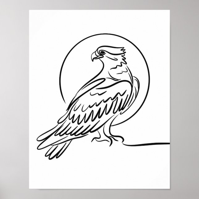 Osprey Bird of Be Line Art Poster Irish Wildlife (Framsidan)