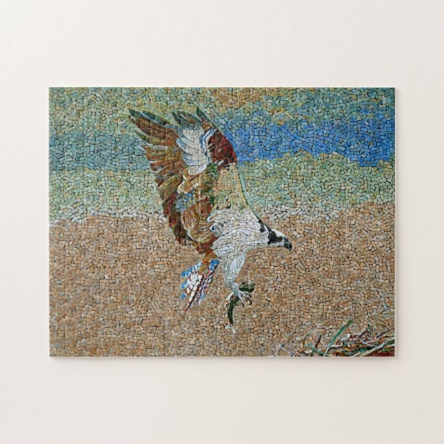 Osprey med Fish Mosaic Mönster Skriv ut Pussel (Horisontell)
