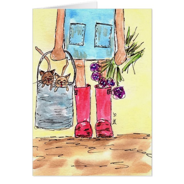 Ösregna fullt av kattungar! hälsningskort (Framsidan)