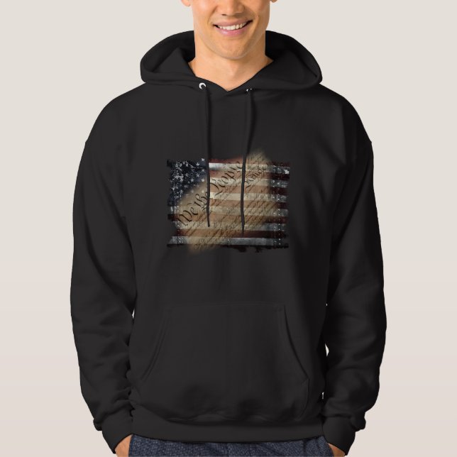 Oss folket vintageamerikanska flagganHoodie Munkjacka (Framsida)