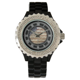 Oss folket vintageamerikanska flagganklocka armbandsur