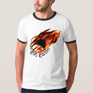 Oss harlek med flammande baseball tee shirt