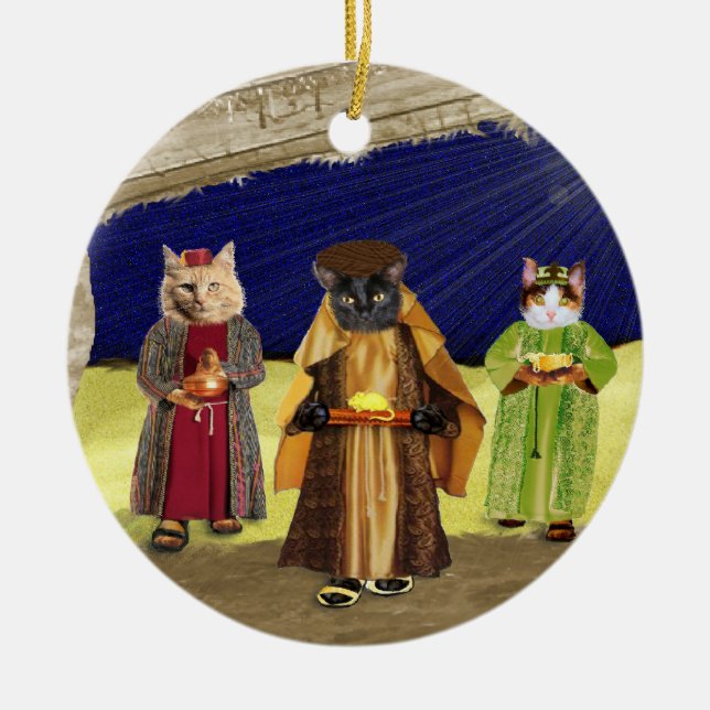 oss skjorta för 3 kattjul julgransprydnad keramik (Framsidan)