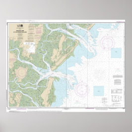Ossabaw och St Catherines Ljud Nautical Chart Poster
