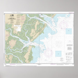 Ossabaw och St Catherines Ljud Nautical Chart Poster