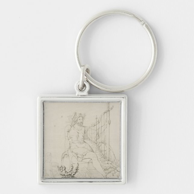 Ossian 1804-5 fyrkantig silverfärgad nyckelring (Framsidan)