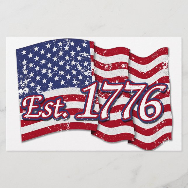 Öst. 1776 USA flagga - nödlidande Brevpapper (Framsida)