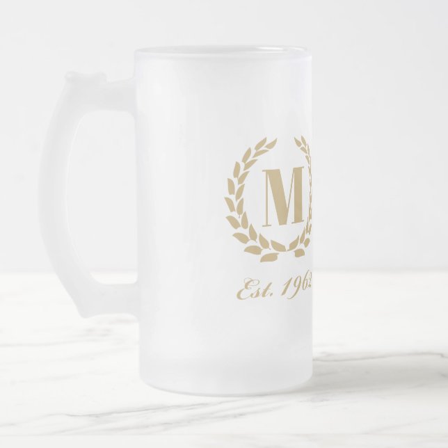 Öst. 1962-årsdagen Monogram Guld Frostat Ölglas (Vänster)