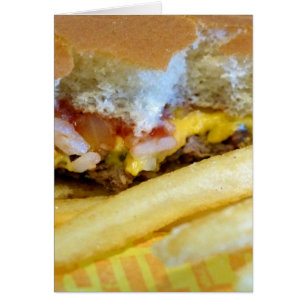 Ost burger och Fries Hälsningskort