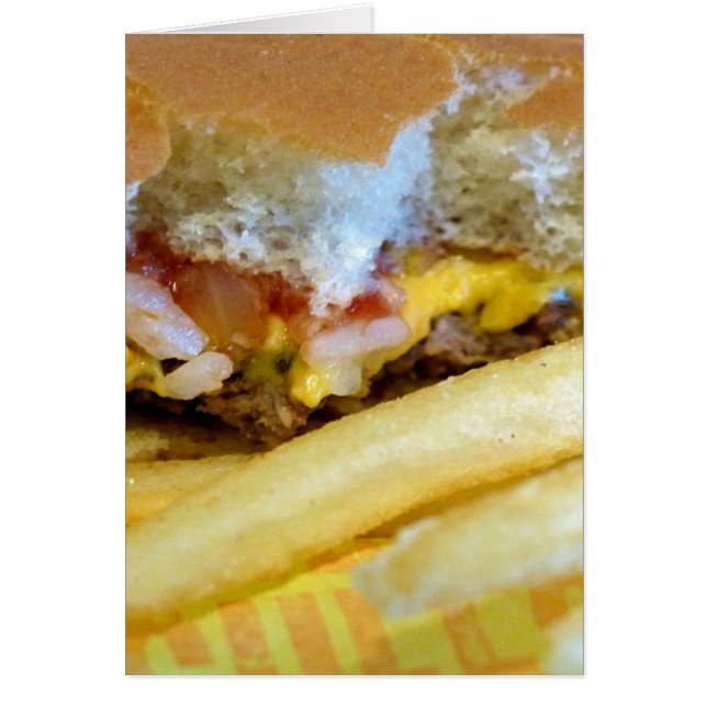 Ost burger och Fries Hälsningskort (Framsidan)