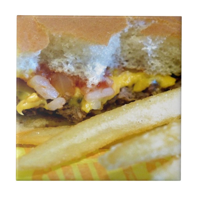 Ost burger och Fries Kakelplatta (Framsidan)