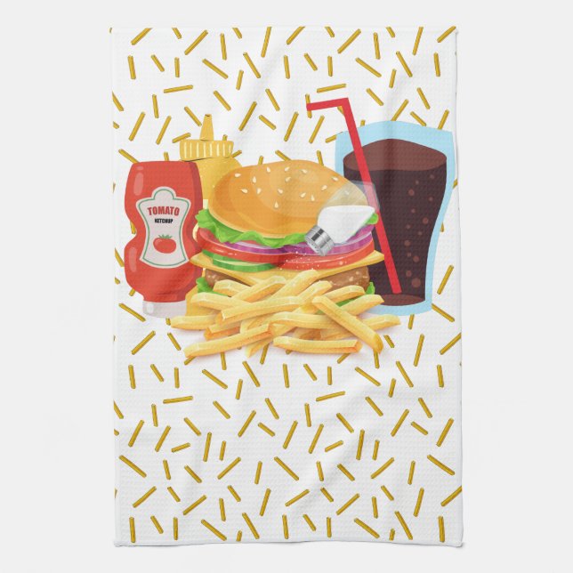 Ost burger och Fries Kökshandduk (Vertikal)