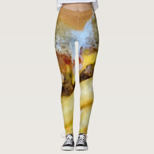 Ost burger och Fries Leggings
