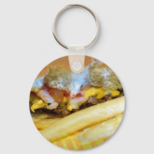 Ost burger och Fries Nyckelring