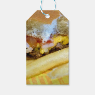 Ost burger och Fries Presentetikett