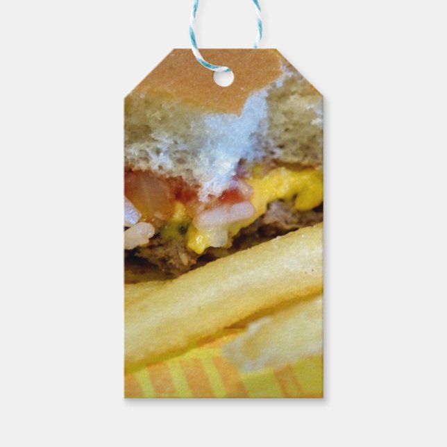 Ost burger och Fries Presentetikett (Framsidan)