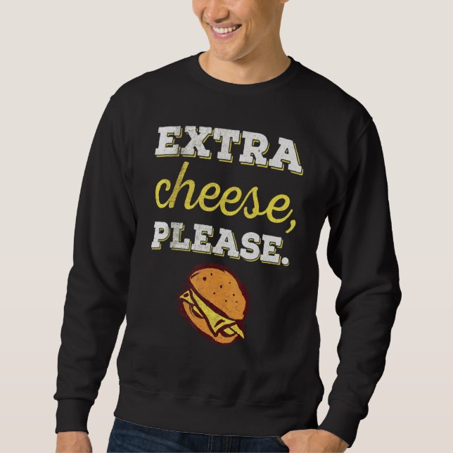 Ost i extra, tack. I Cheeseburger Design Lång Ärmad Tröja (Framsida)