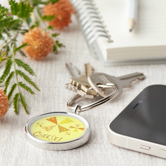 Ost Keychain Rund Silverfärgad Nyckelring (Sidan)