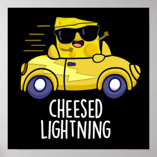 Ost Lightning Funny Cheese Pun Mörk BG Poster