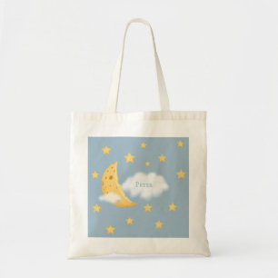 Ost Måne & Stars Personlig Fluffy Cloud Blue Tygkasse