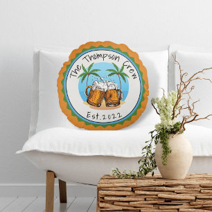 Ost med Öl Tropical Round logotyp Round Pillow Rund Kudde