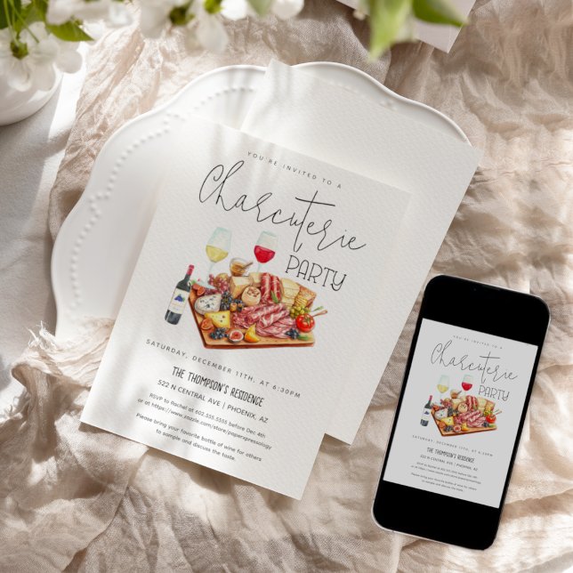 Ost och Charkuteribord Vin Fester Party Inbjudningar (Skapare uppladdad)