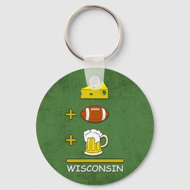 Ost och fotboll och Beer Elak Wisconsin Nyckelring (Framsida)